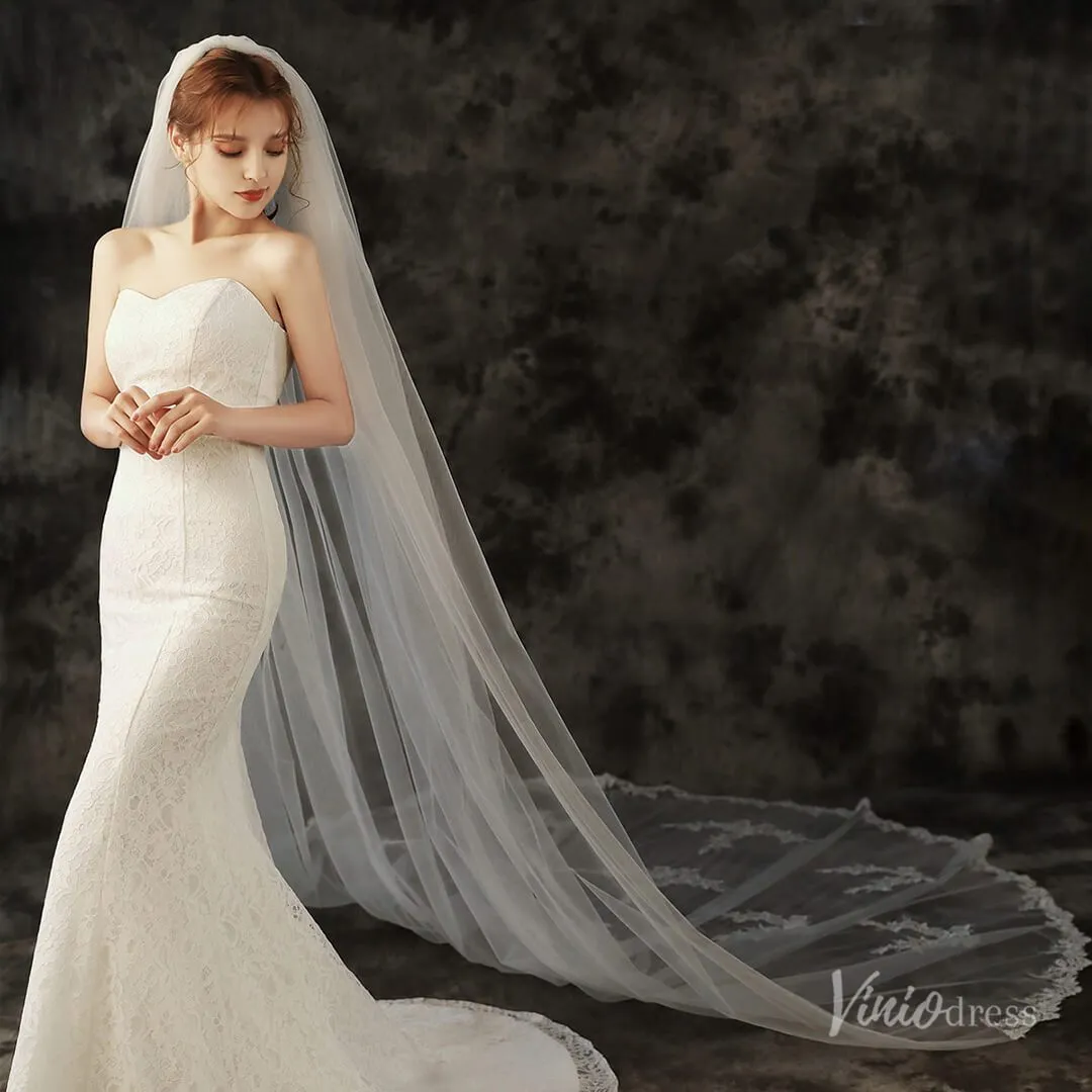Roycebridal Lace Appliqued Cathedral Veil Viniodress TS1907