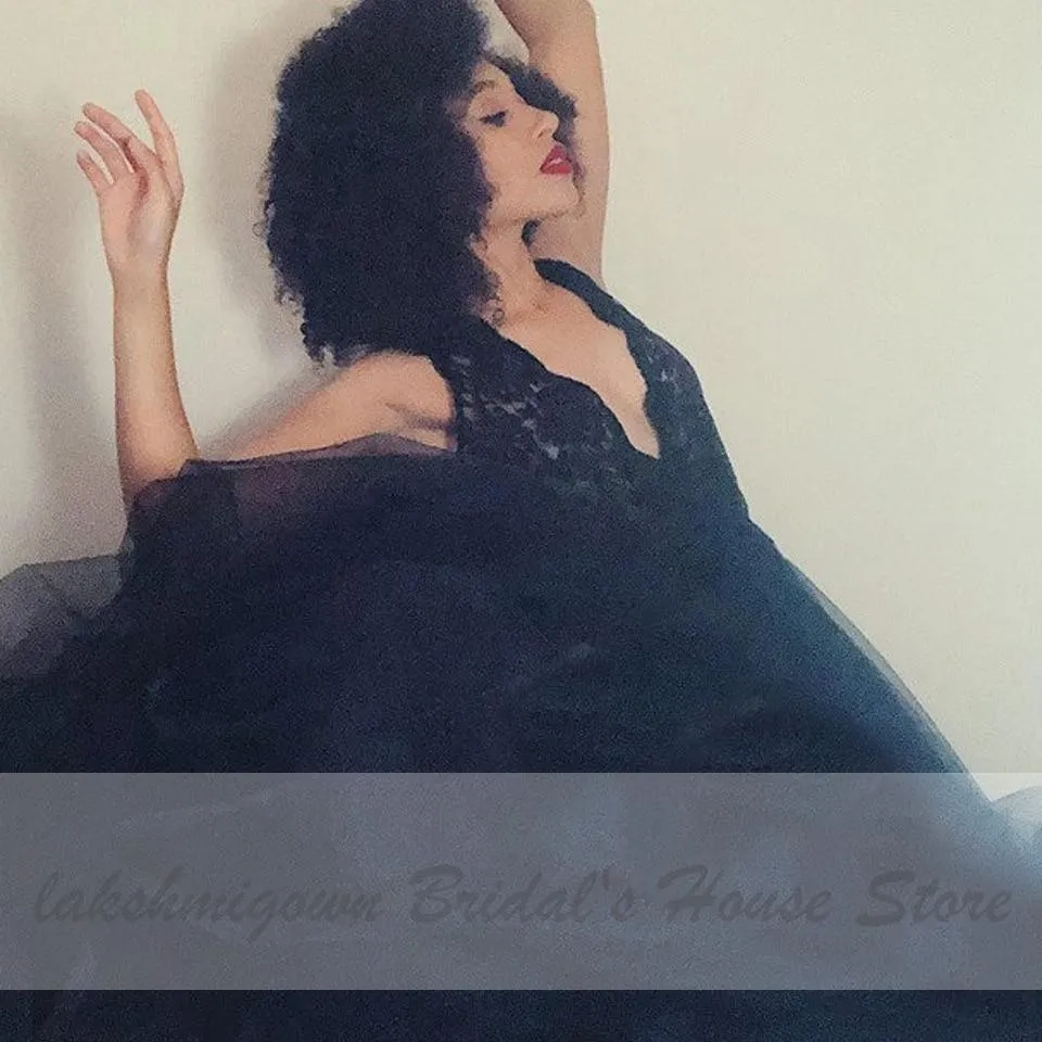 Roycebridal Lakshmigown Gothic Black Wedding Dress Sexy Bridal Dress Lace=