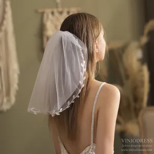 Roycebridal Short Bridal Veil Lacy Appliqued