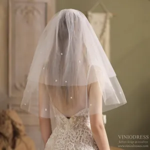 Roycebridal Shoulder Length Bridal Veil 2 Tiers