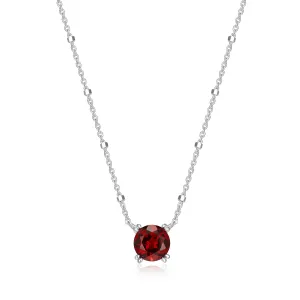 Samuel B. Garnet Solitaire Birthstone Sparkle Necklace - January