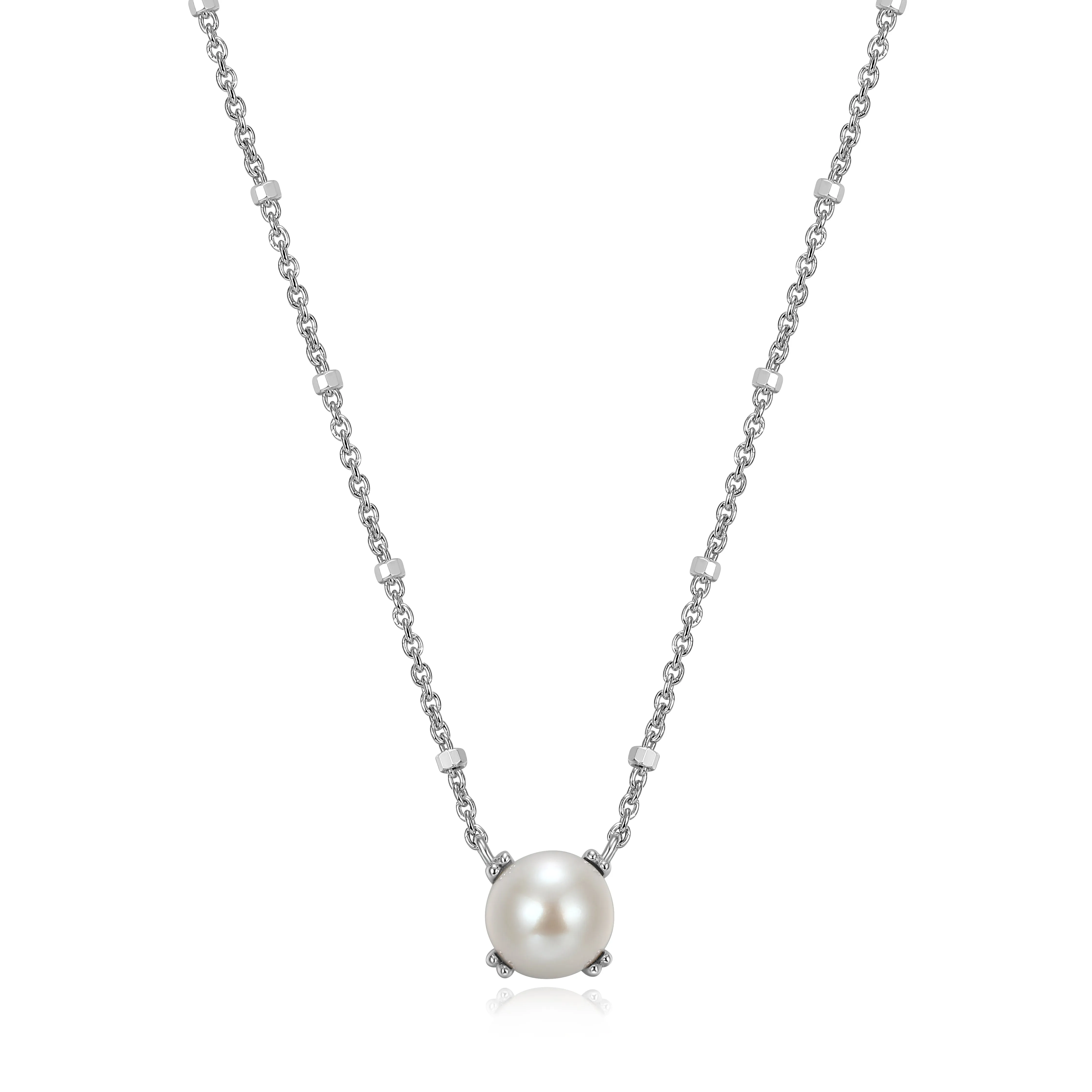 Samuel B. White Pearl Solitaire Birthstone Sparkle Necklace - June