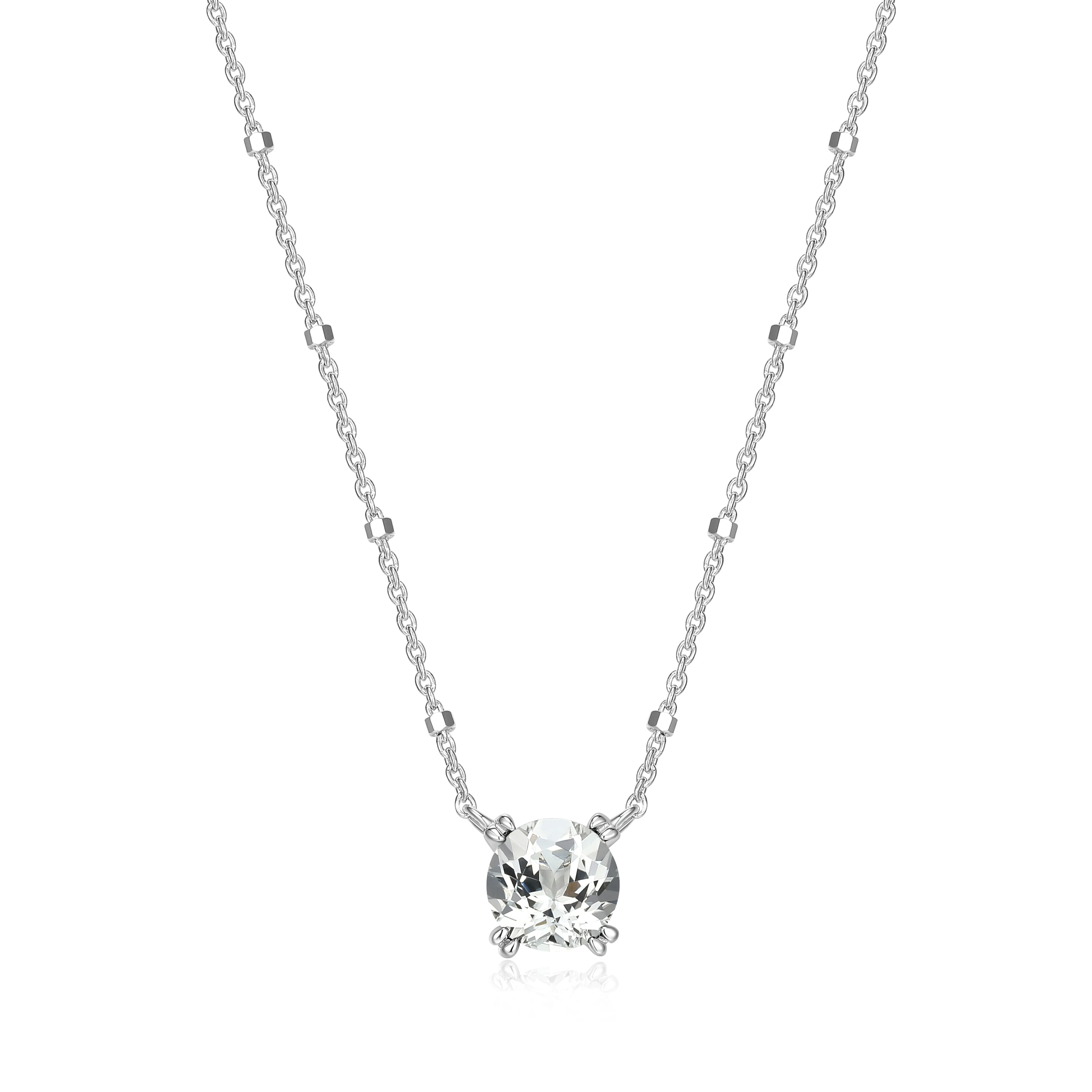 Samuel B. White Topaz Solitaire Birthstone Sparkle Necklace - April