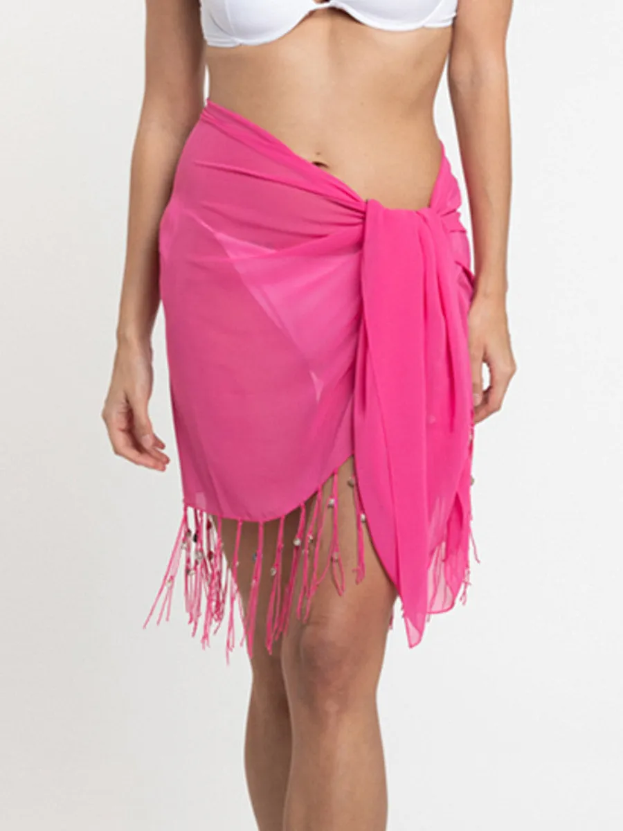 San Remo Beaded Sarong In Hot Pink