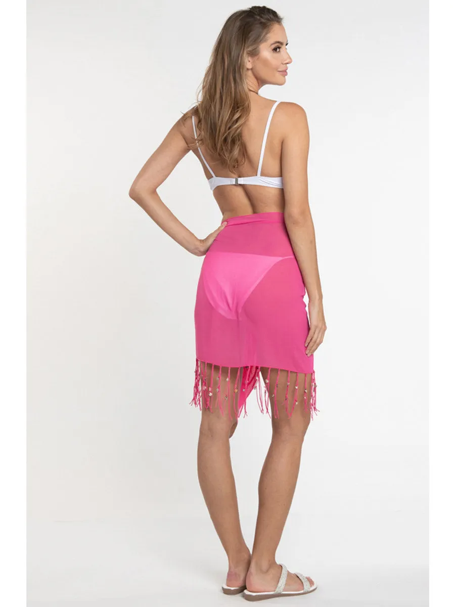 San Remo Beaded Sarong In Hot Pink