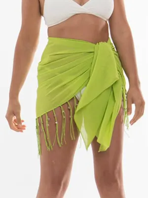 San Remo Beaded Sarong In Lime