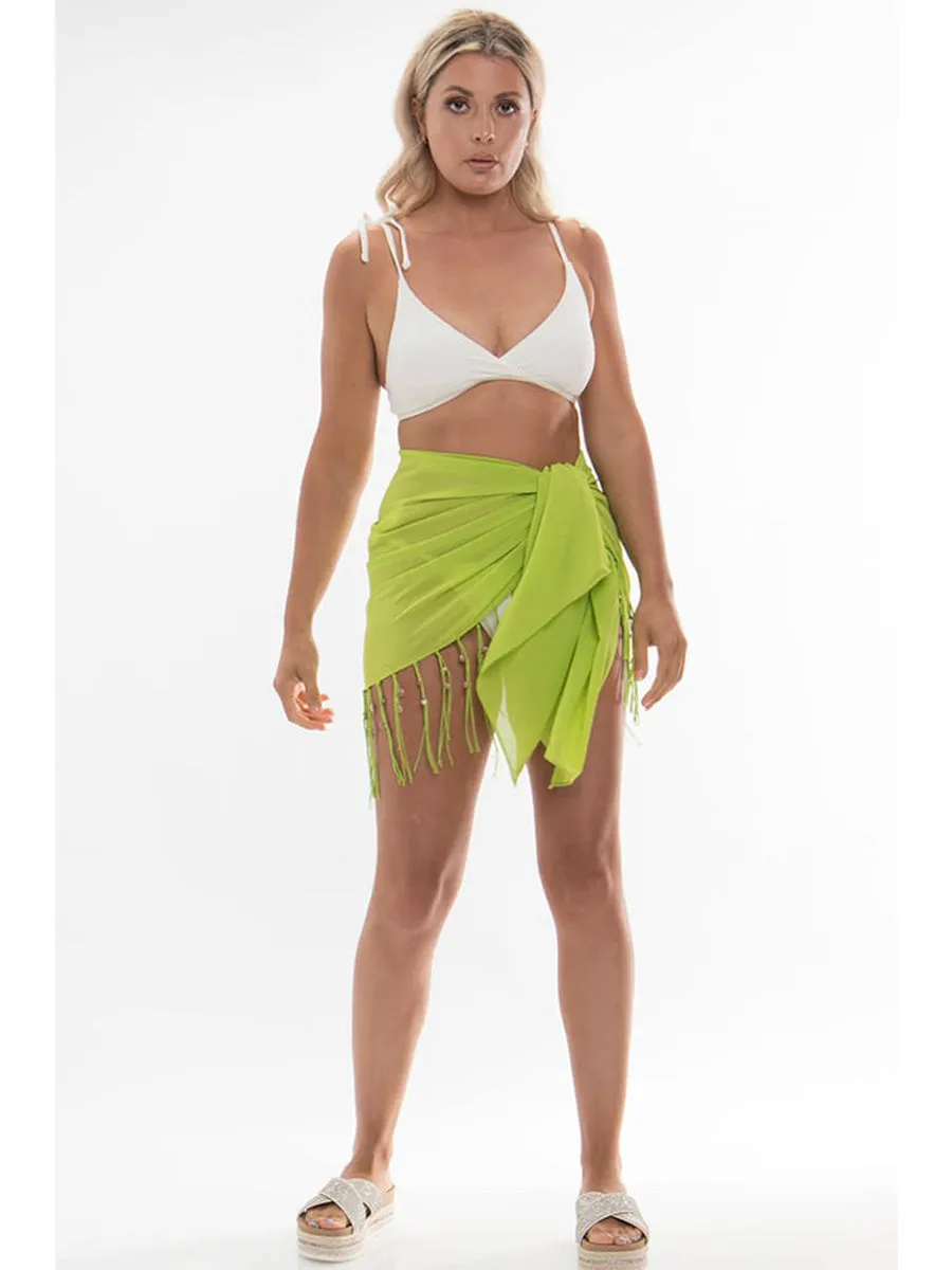 San Remo Beaded Sarong In Lime