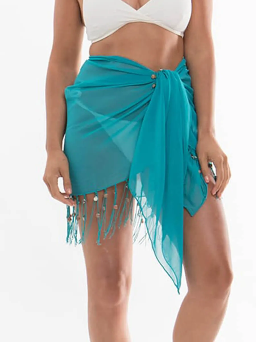 San Remo Beaded Sarong In Sea Green