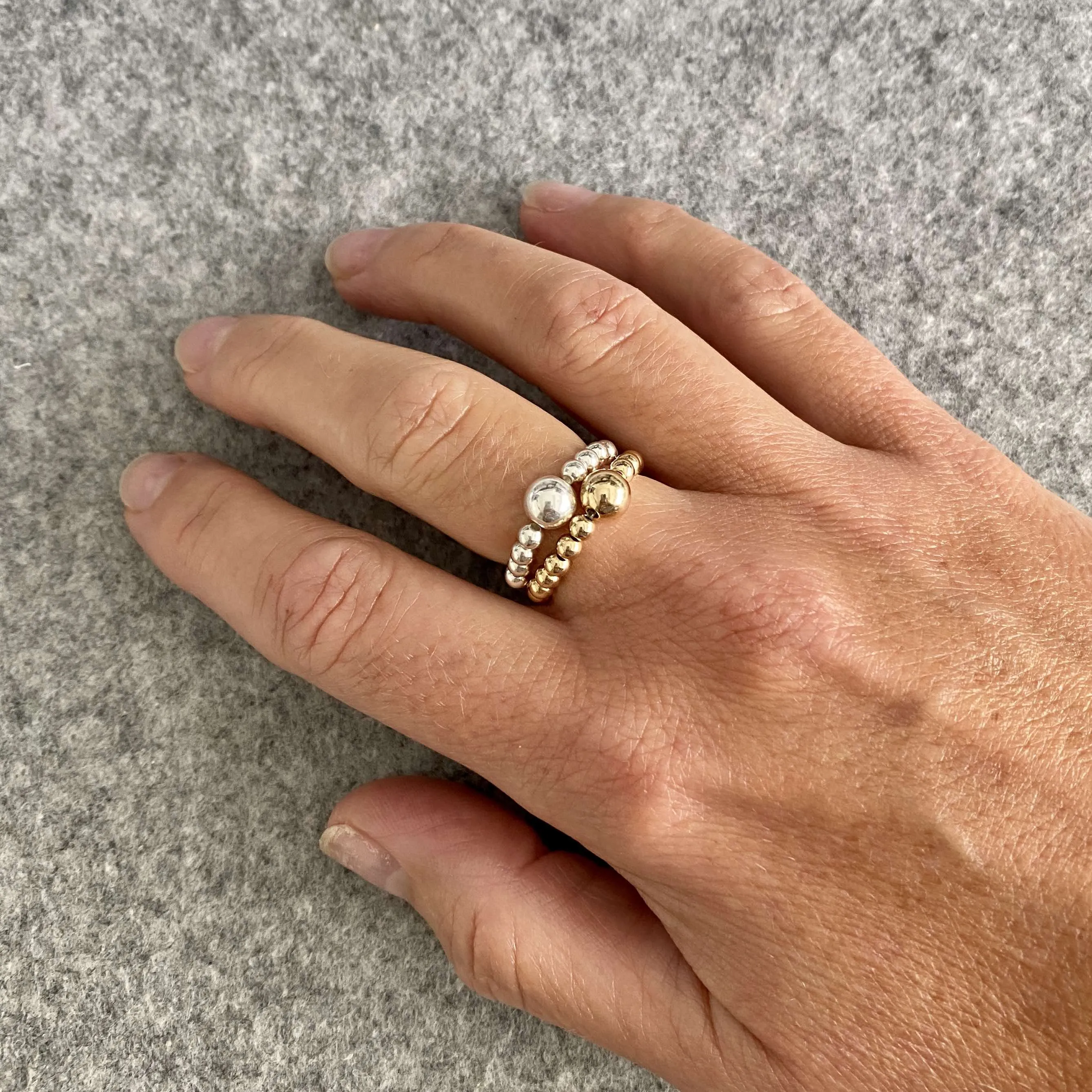 SHINE | Gold and Silver Bead Stacking Ring Set
