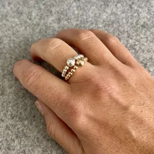 SHINE | Gold and Silver Bead Stacking Ring Set