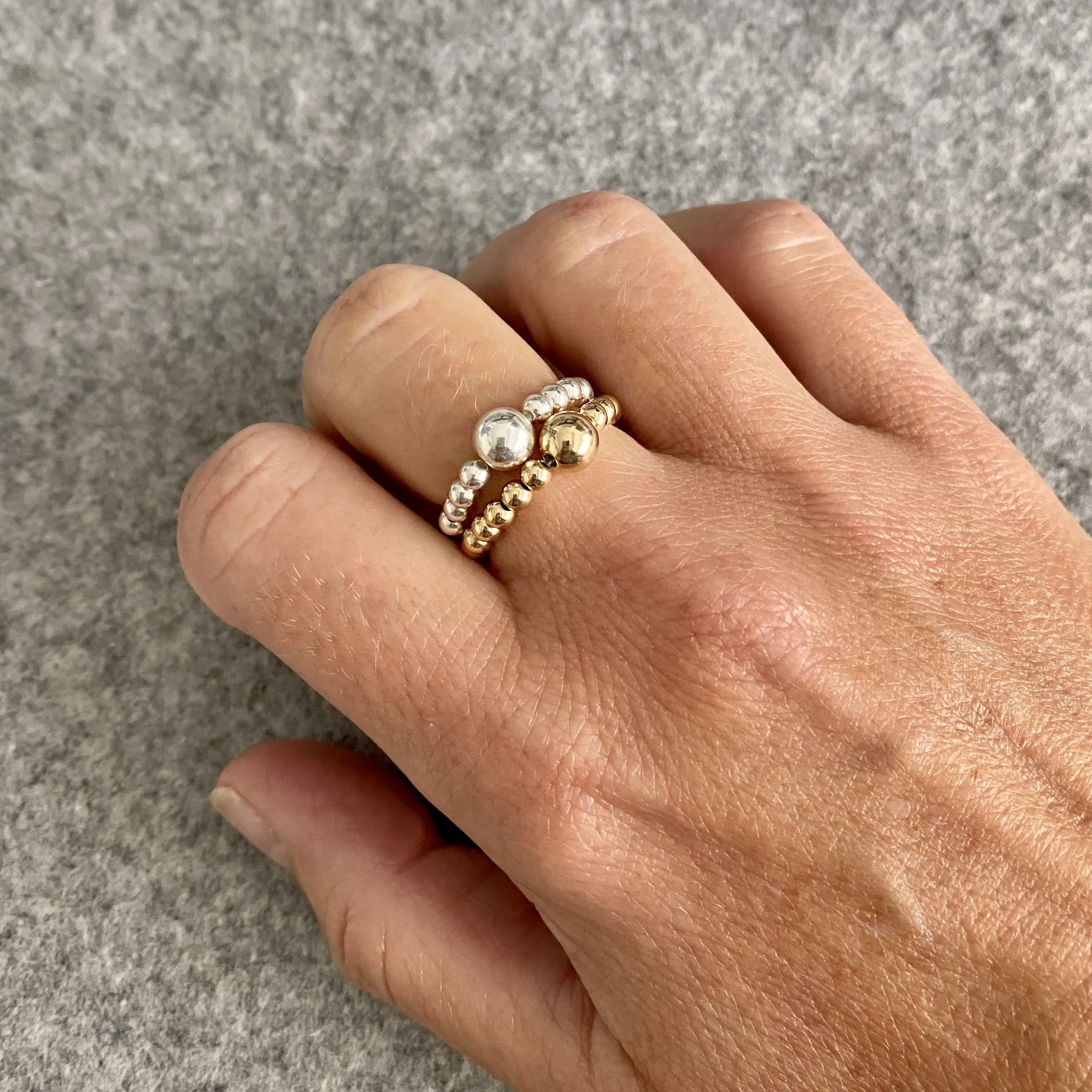 SHINE | Gold and Silver Bead Stacking Ring Set