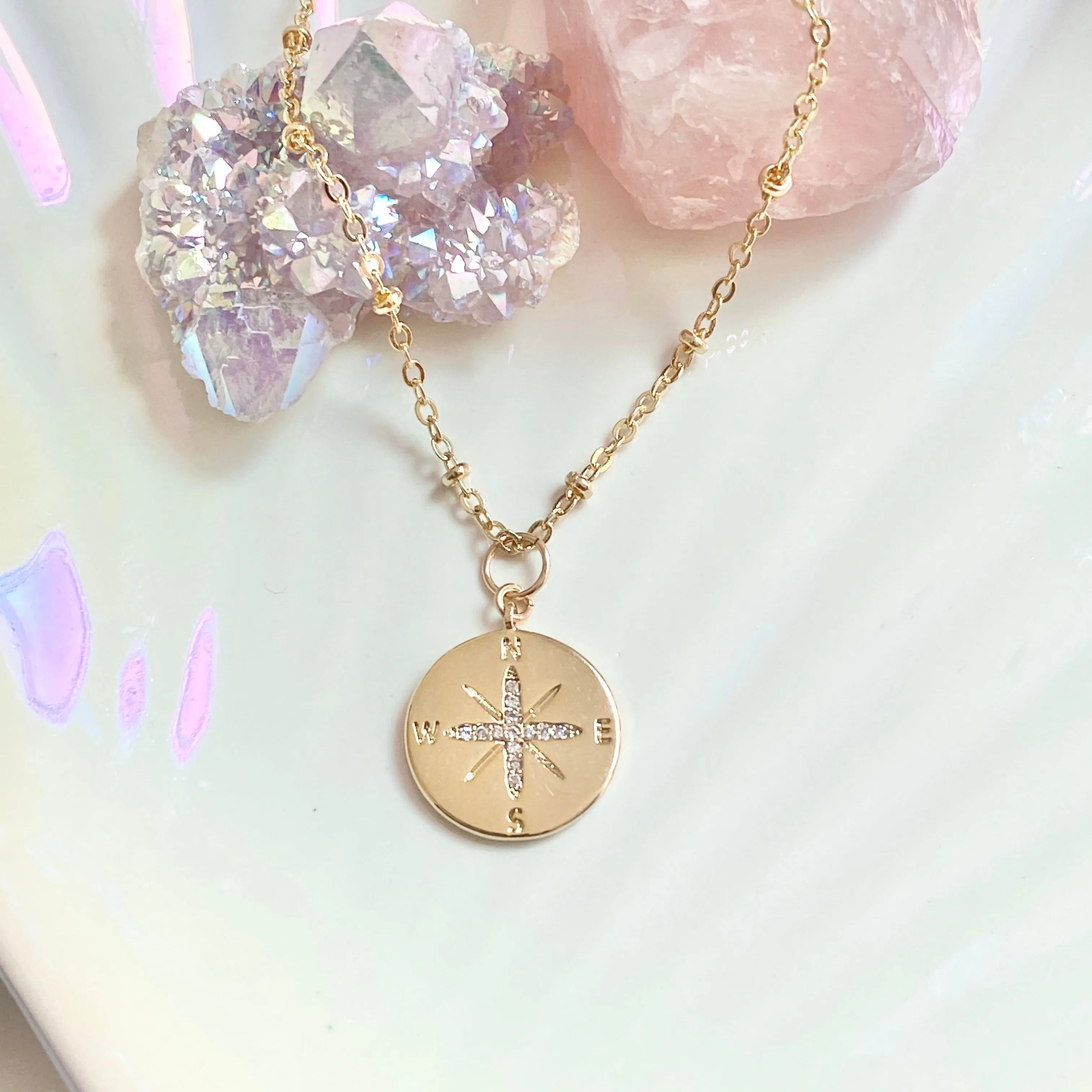 Show Me The Way Compass Necklace