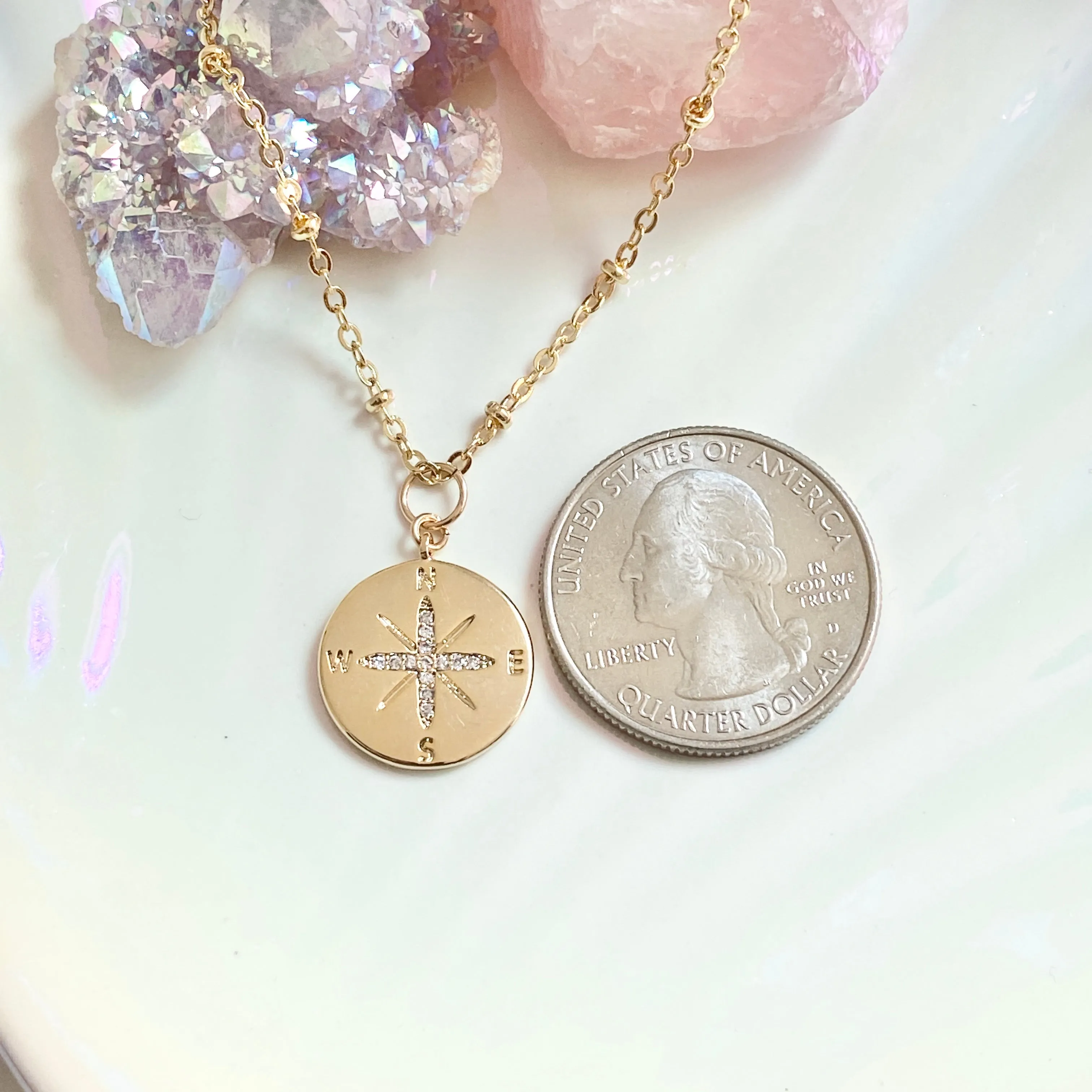 Show Me The Way Compass Necklace