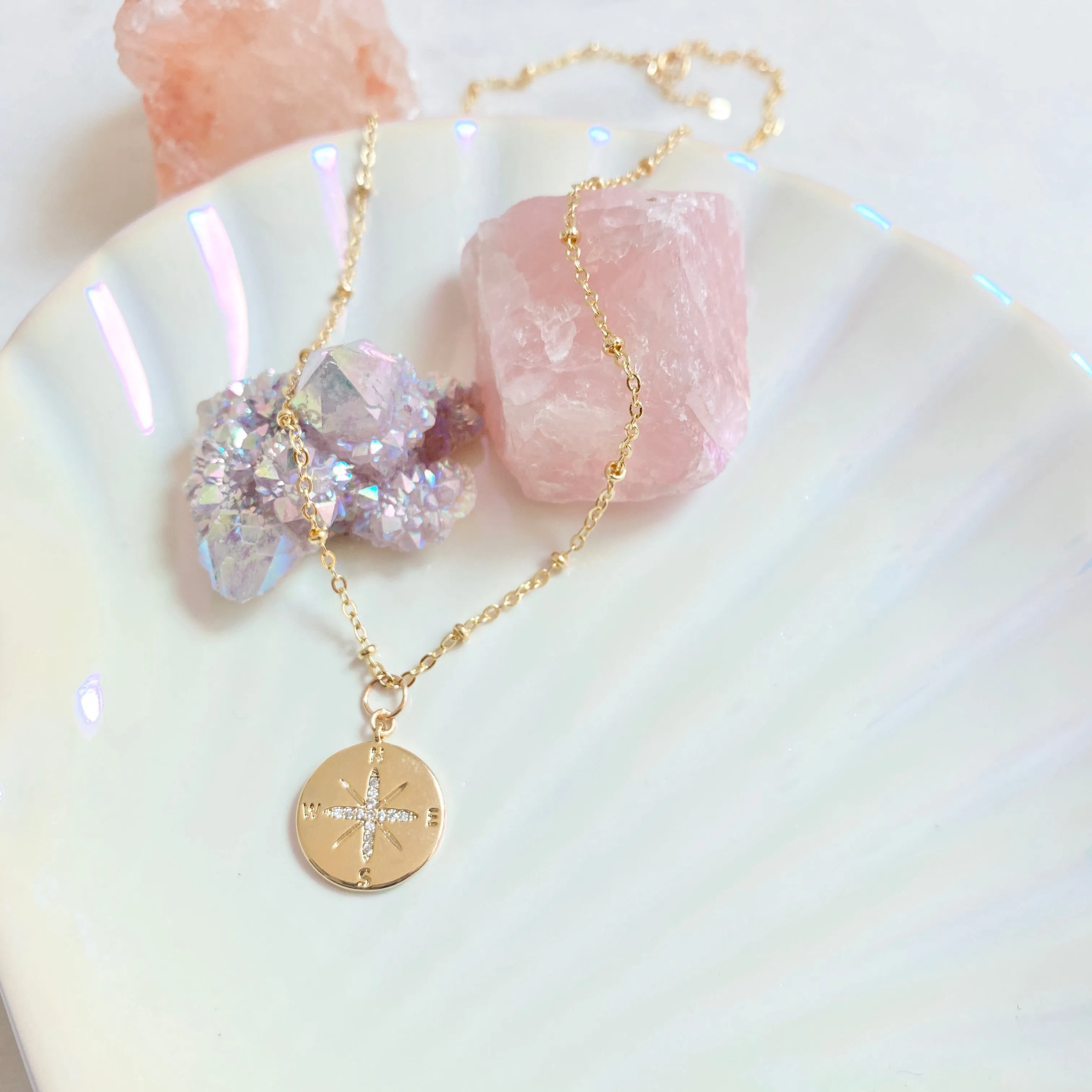 Show Me The Way Compass Necklace