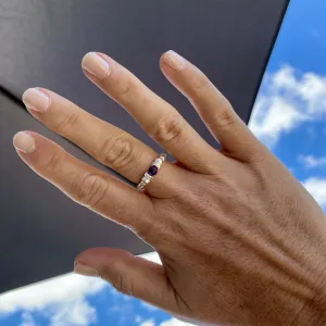 Silver Amethyst Gemstone Bead Ring