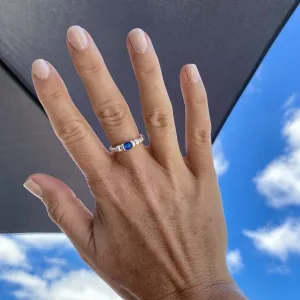 Silver Blue Onyx Gemstone Bead Ring