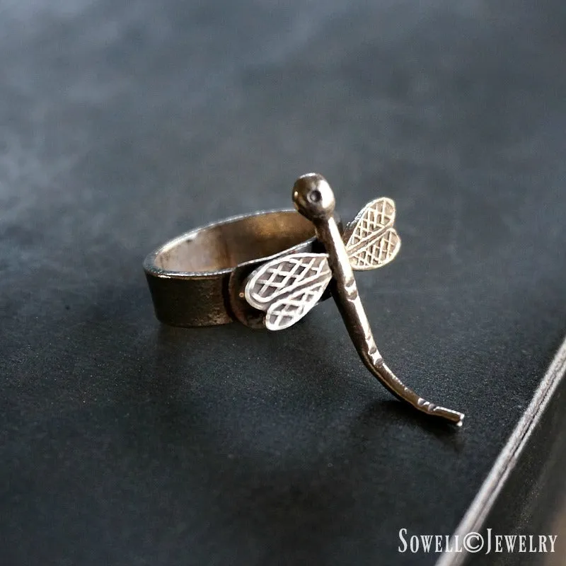 Silver Dragonfly Ring