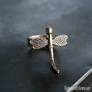 Silver Dragonfly Ring