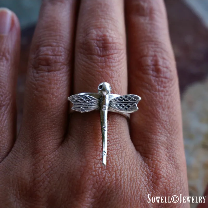 Silver Dragonfly Ring