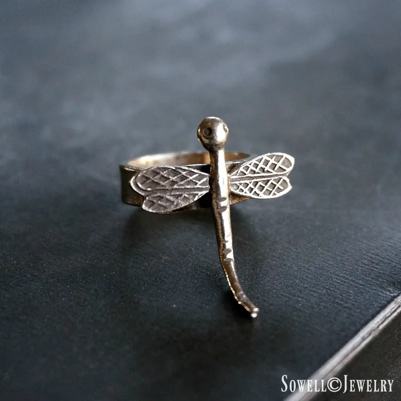 Silver Dragonfly Ring