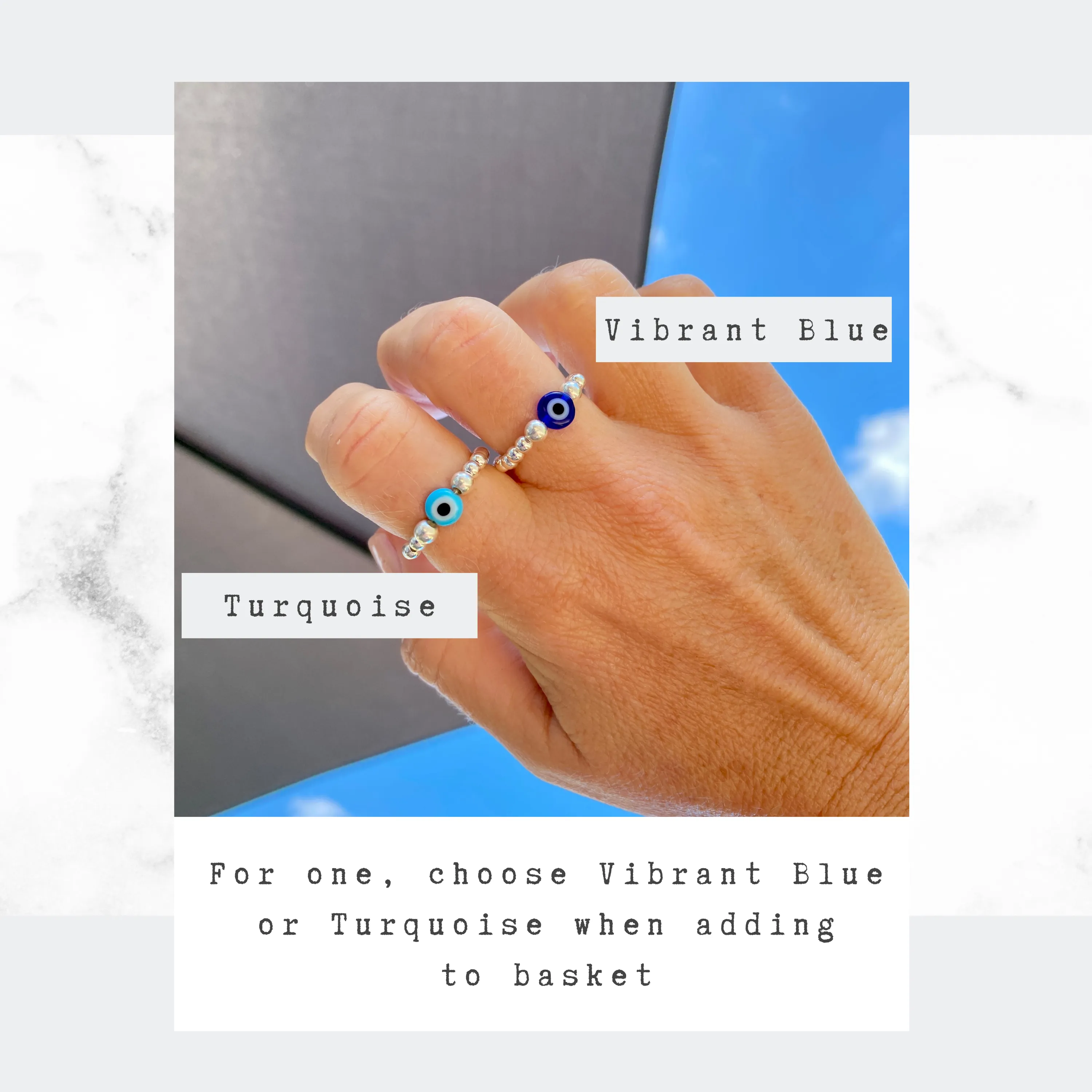 Silver Evil Eye Bead Ring
