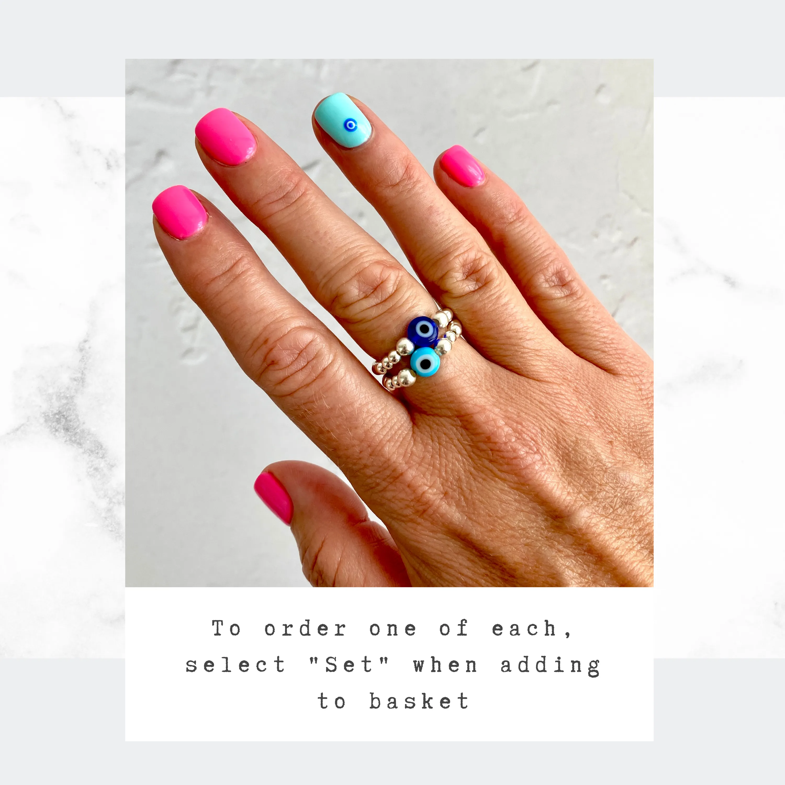 Silver Evil Eye Bead Ring