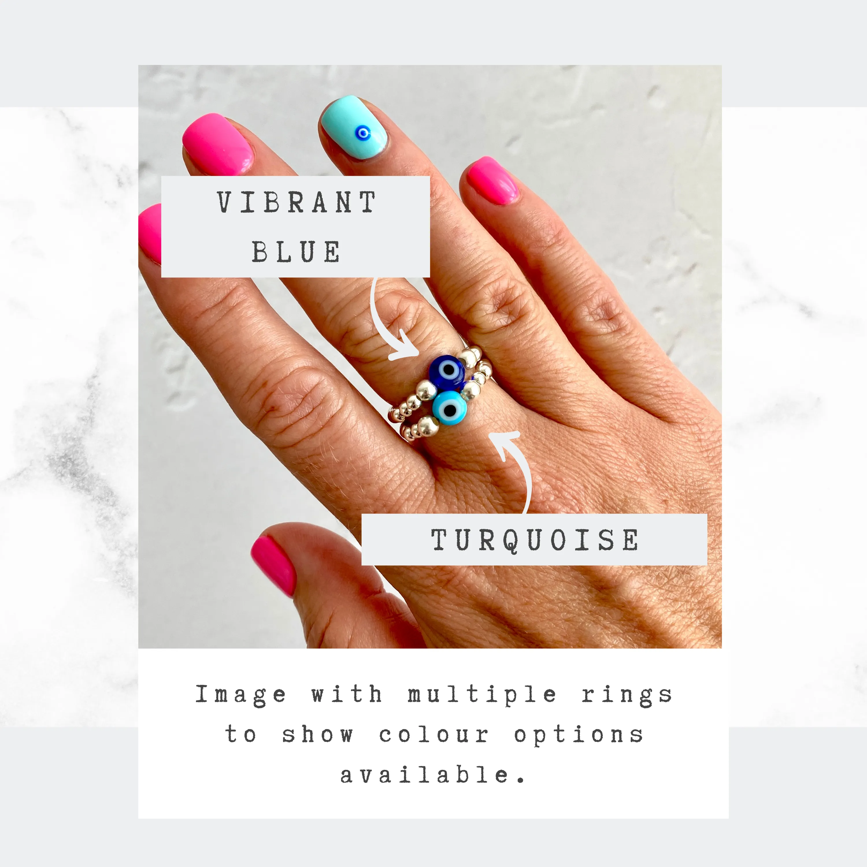 Silver Evil Eye Bead Ring