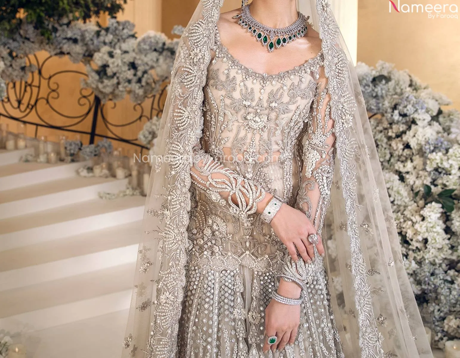 Silver Indian Wedding Dresses for Bridal Wear #BN778