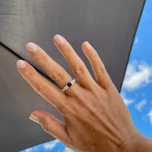 Silver Lapis Lazuli Gemstone Bead Ring