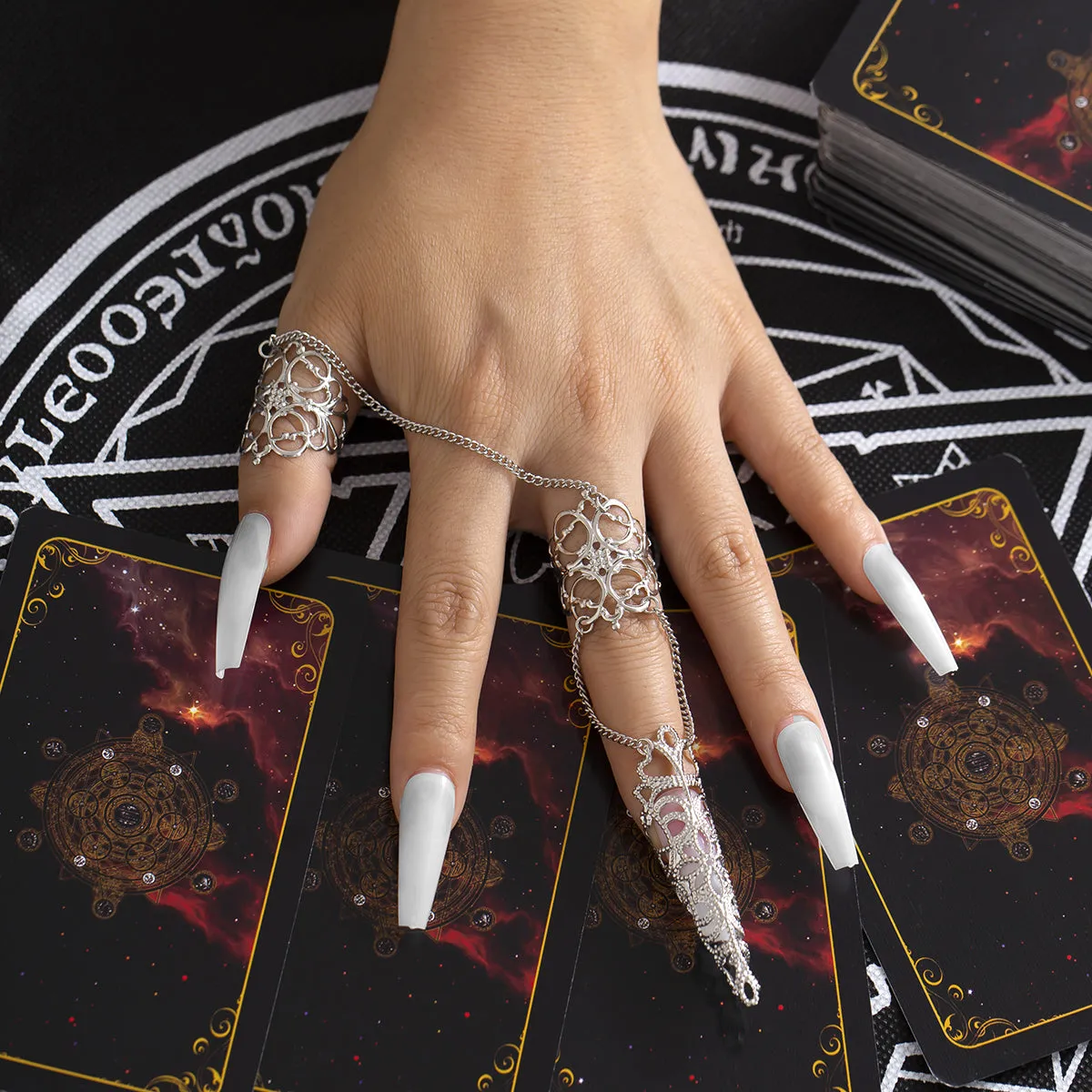 Silver-Plated Filigree Triple-Finger Ring