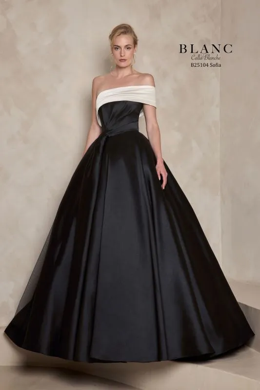 Size 12 BLANC B25104 Sofia Black/Ivory Gown