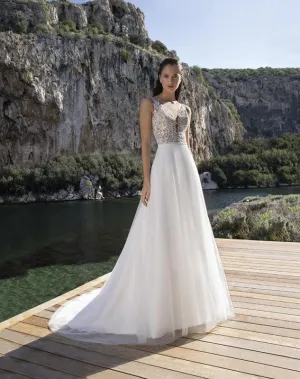 Size 12 Demetrios DR293 Ivory/Sheer Gown