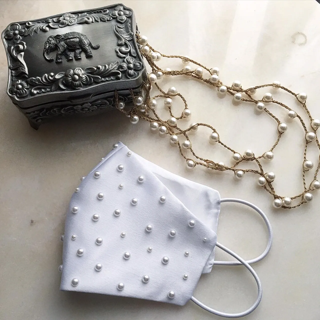 Skenna Pearls Bridal Face Mask