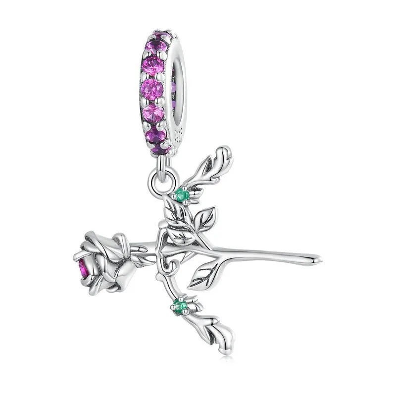 Skull And Lady Rose Arrow Charm