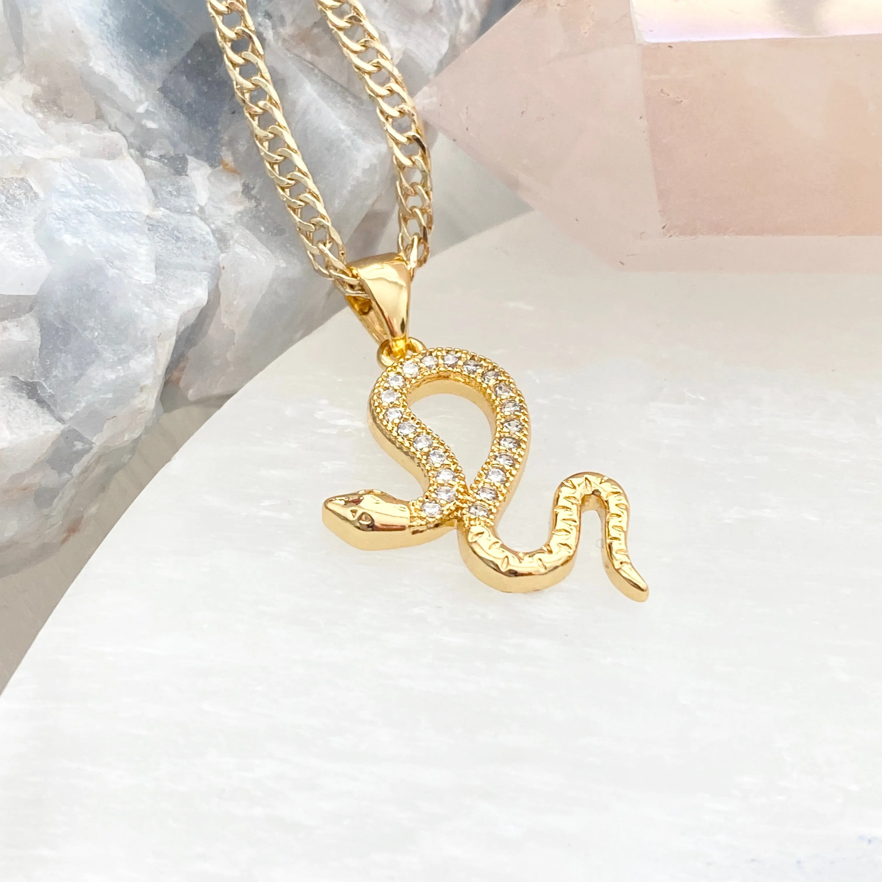 Slithering Snake Cubic Zirconia Necklace
