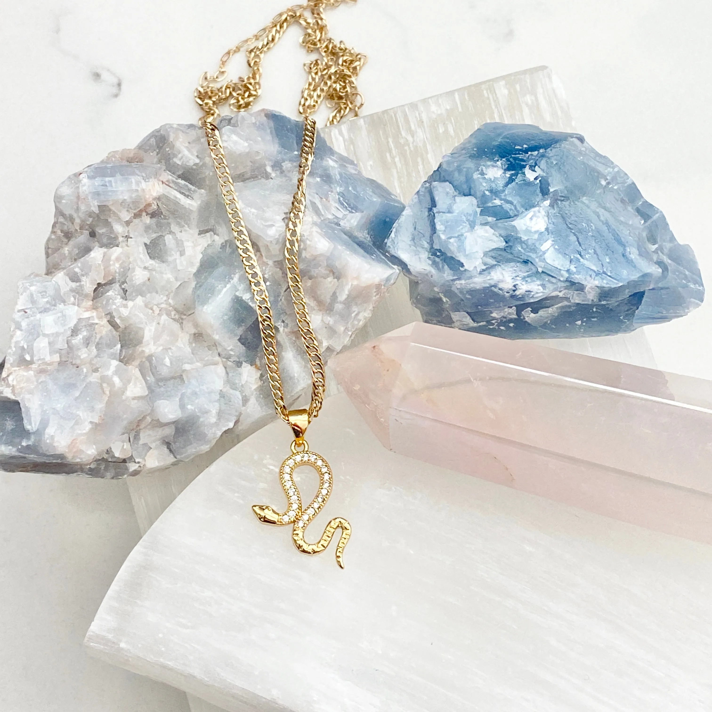 Slithering Snake Cubic Zirconia Necklace