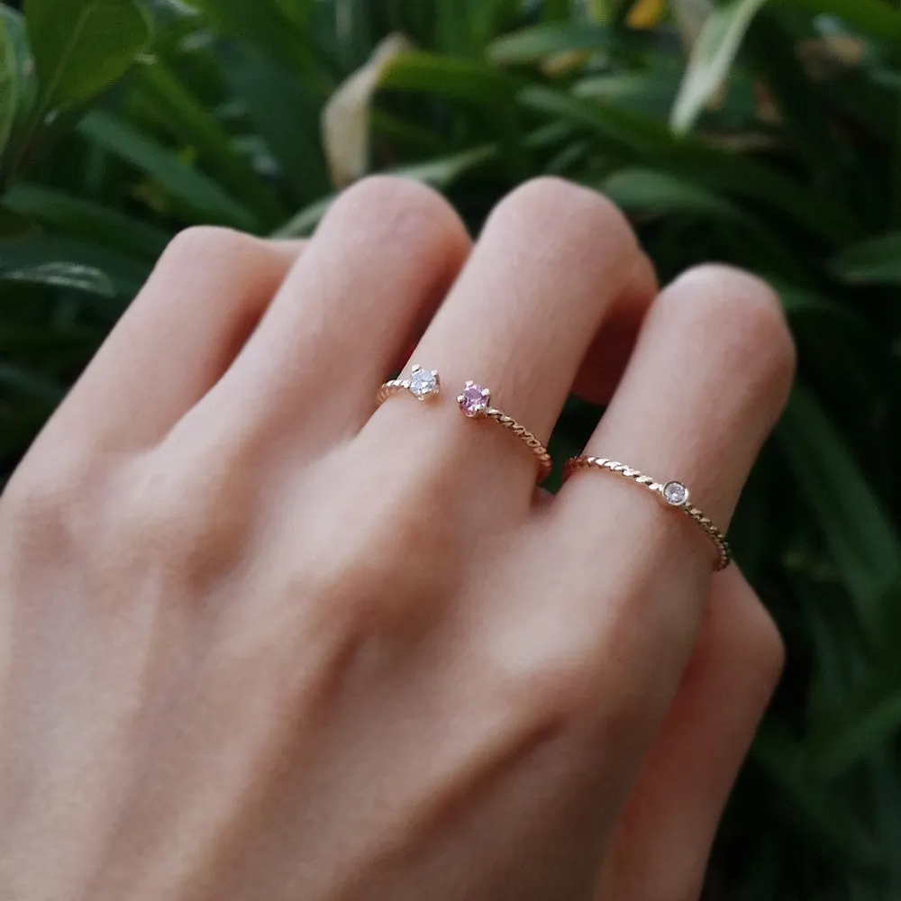 Small Birthstone Ring Cute Gemstone Handmade Jewelry