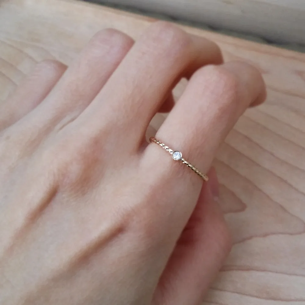Small Birthstone Ring Cute Gemstone Handmade Jewelry