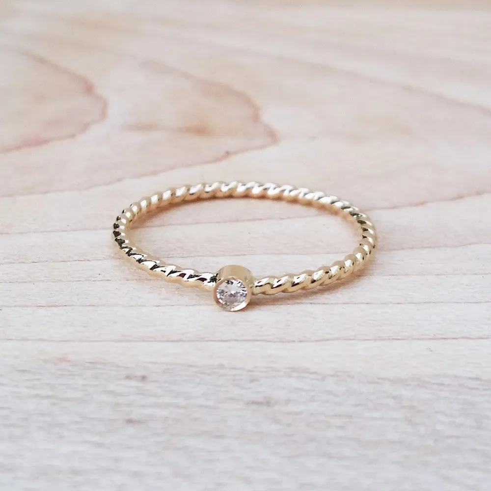 Small Birthstone Ring Cute Gemstone Handmade Jewelry