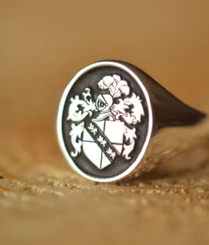Solid Gold Custom Family Crest Ring - Any Crest