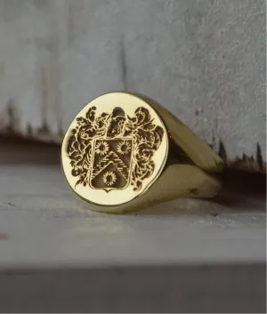 Solid Gold Custom Made Coat of Arms Ring - Any Coat of Arms