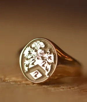 Solid Gold Custom Made Coat of Arms Ring