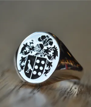 Solid Gold Custom Made Family Crest Ring - Any Crest