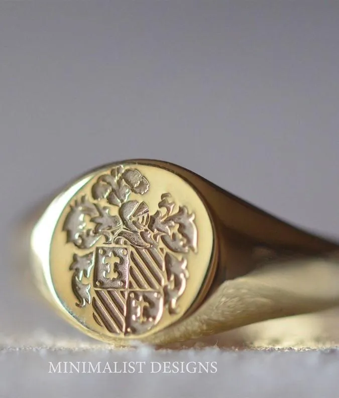 Solid Gold Custom Made Family Crest Ring