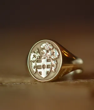 Solid Gold Personalized Coat of Arms Ring - Any Coat of Arms