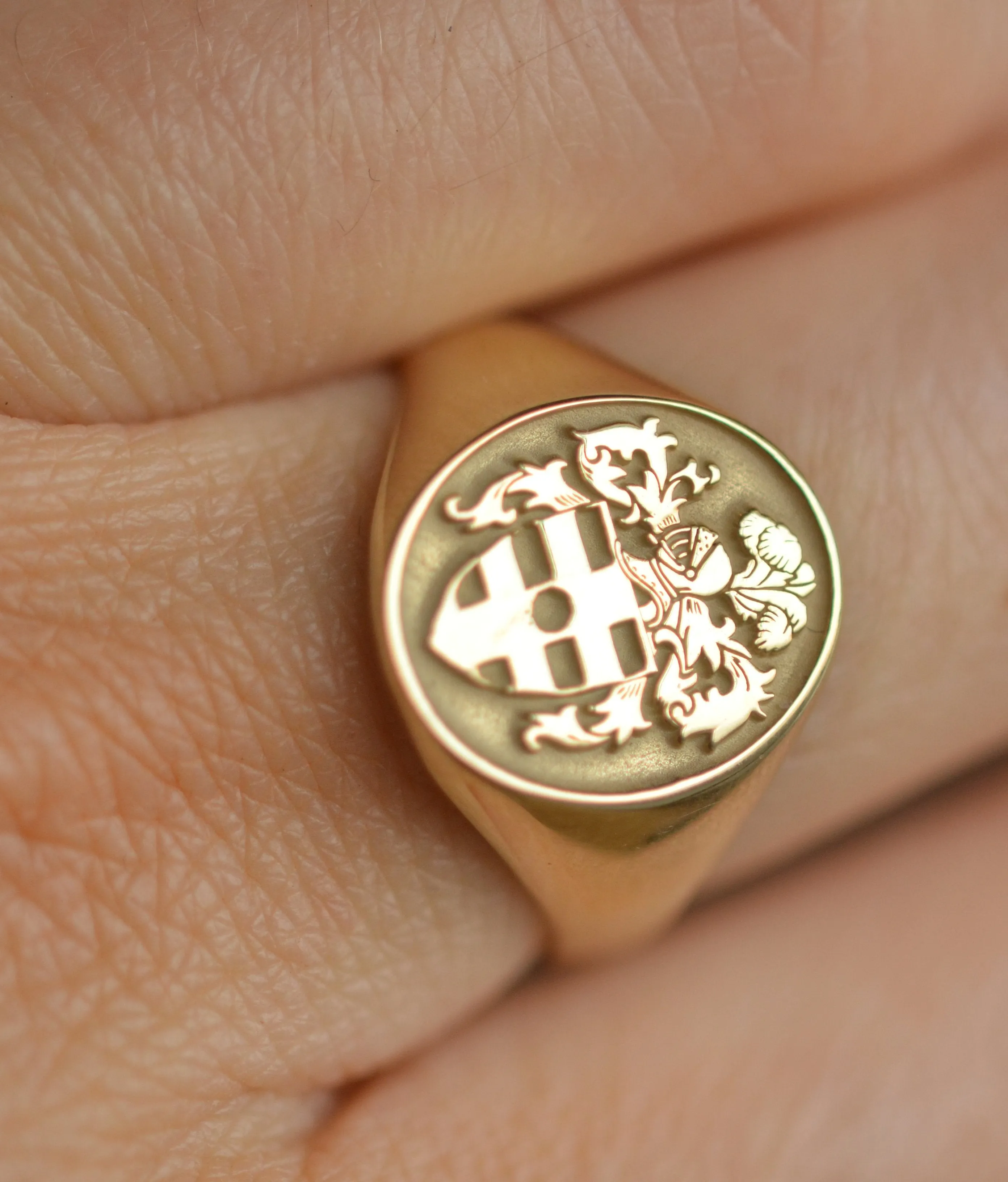 Solid Gold Personalized Coat of Arms Ring - Any Coat of Arms