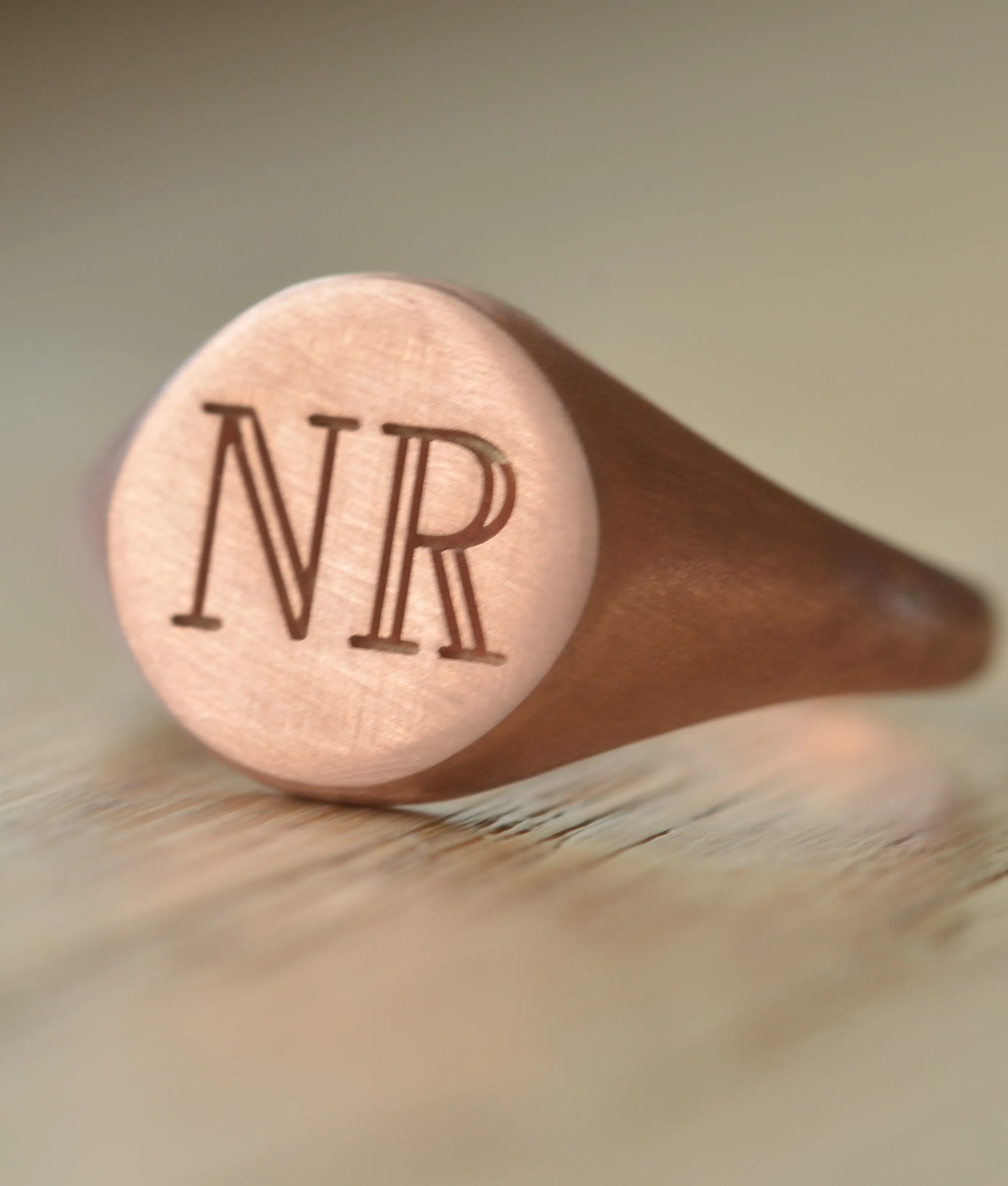 Solid Gold Personalized Monogram Signet Ring