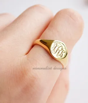 Solid Gold Personalized Monogram Signet Ring