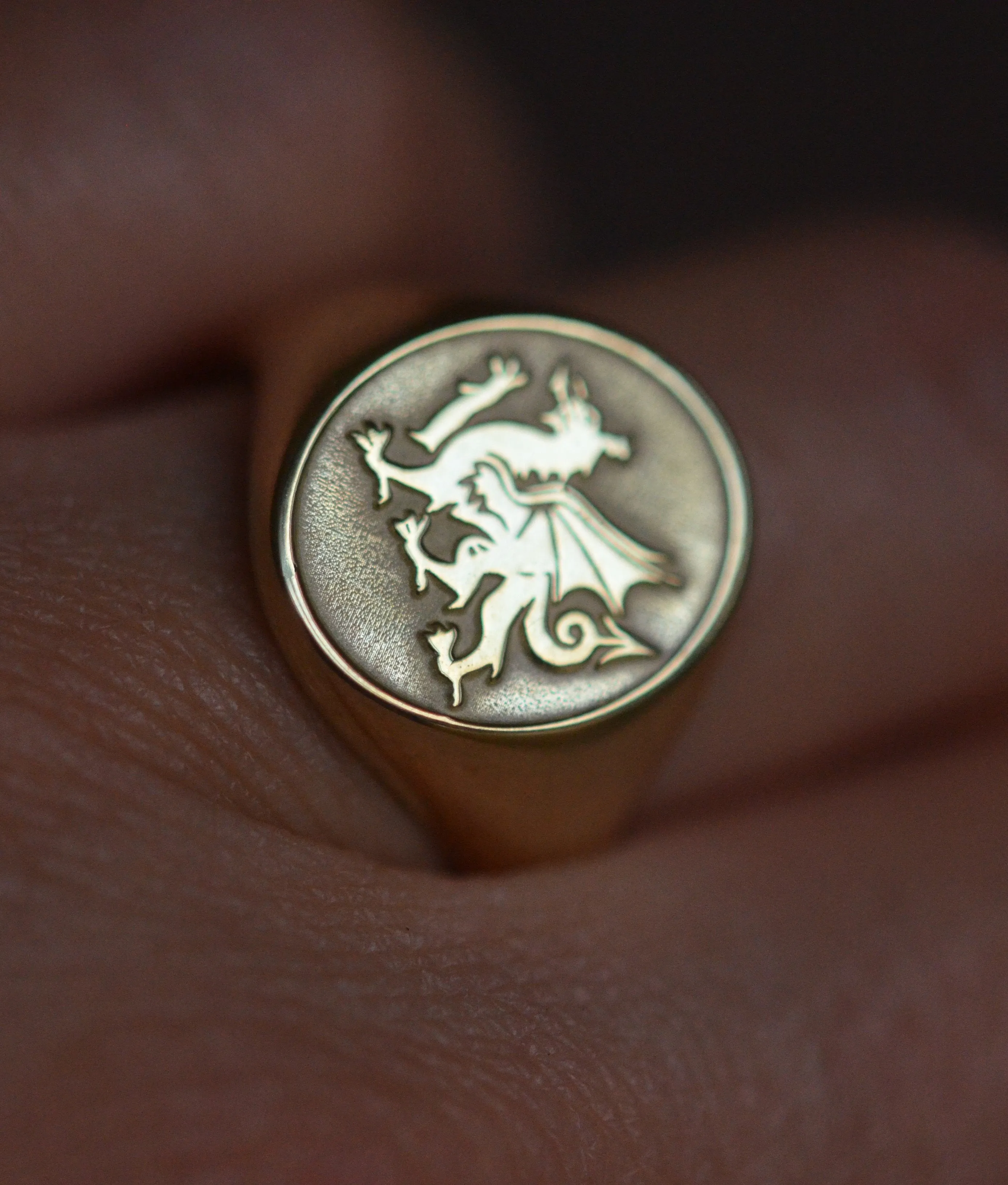 Solid Gold Welsh Dragon Ring