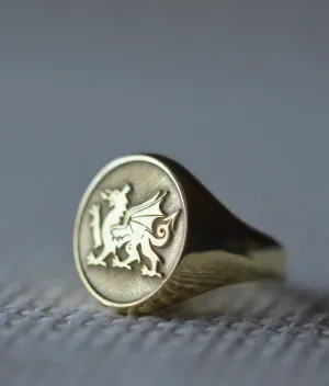 Solid Gold Welsh Dragon Ring